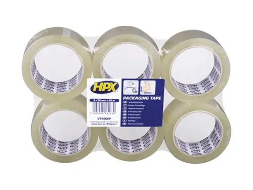 Verpakkingstape Flatpack 6 Rollen - Transparant 50mm x 66m
