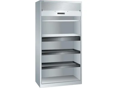 roldeurkast 1950x1000x580mm 4xStalen bodem 1lade cil.-slot RAL7035