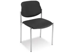 Bezoekersstoel,4Voeten Ronde Buis Aluminium-Zilver,Zitting Stof Zwart