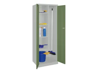 Schoonmaakkast HxBxD 1800x600x500mm 4 Legborden RAL7035 Front RAL6011 - 2