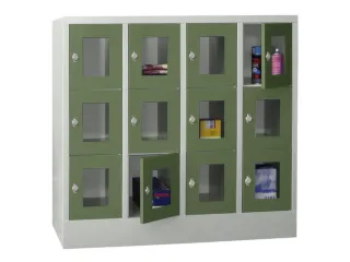 lockerkast,HxBxD 1187x1200x500mm,4x3vakken,RAL7035,front RAL6011 - 2
