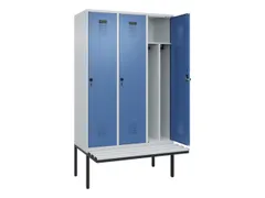 locker met bank,voor scheiding van kleding,HxBxD 2120x1200x815mm,3vak