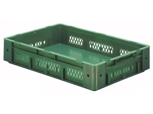 Euronorm Stapelkrat 120x600x400mm 20l Opengewerkt/Bodem Gesl. Groen