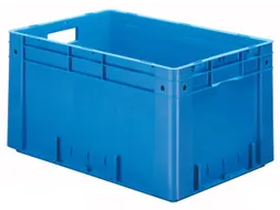 Euronorm Stapelkrat 320x600x400mm 60l Wanden/Bodem Gesloten Blauw