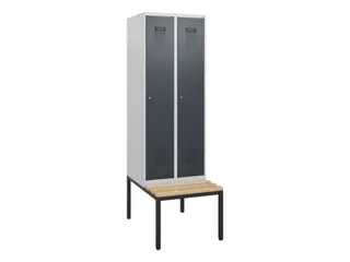 locker met bank,HxBxD 1950x600x815mm,2vak,vak B 300mm,cilinderslot - 2