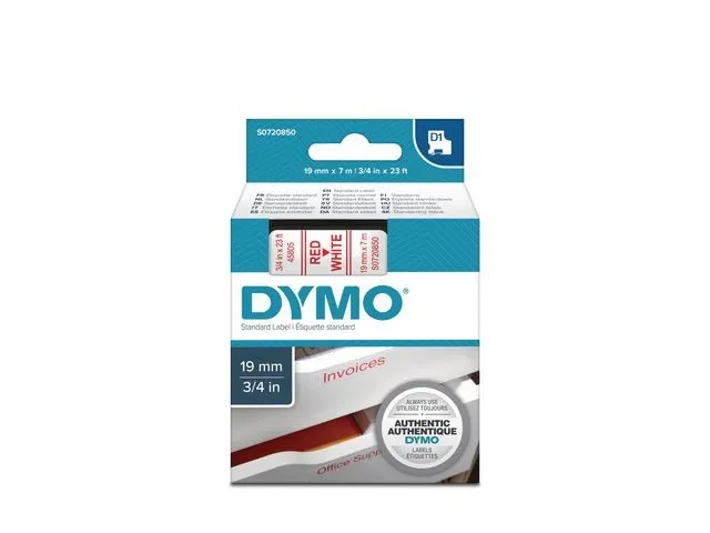D1 labeltape 19 mm Rood op wit 45805