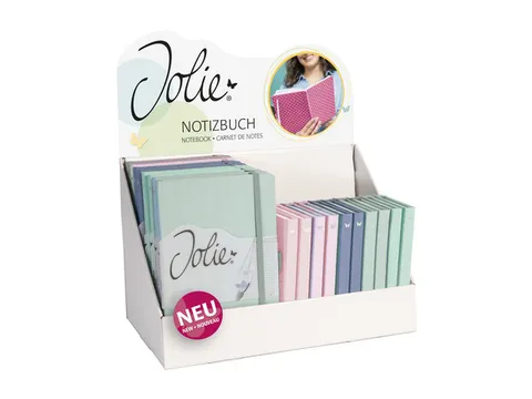 Display Jolie Feel A5 en A6 gelinieerd. Totaal 36 stuks in display, 3x