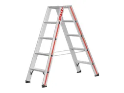 trapladder,beide zijden,2x5treden,Stand H 0,69m,balk L 1,3m,aluminium