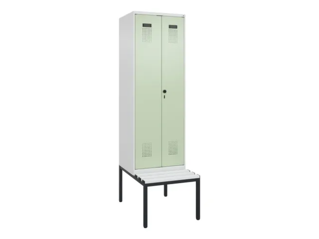 locker met bank,voor scheiding van kleding,HxBxD 2120x600x815mm,2vak