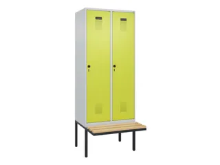 locker met bank,HxBxD 2120x800x815mm,2vak,vak B 400mm,draaigrendel - 3