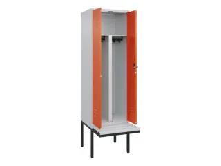 PBM-locker met bank,HxBxD 2120x600x815mm,2vak,vak B 300mm,draaigrendel - 2