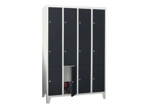 lockerkast,HxBxD 1850x1600x500mm,4x3vakken,RAL7035,front RAL7016