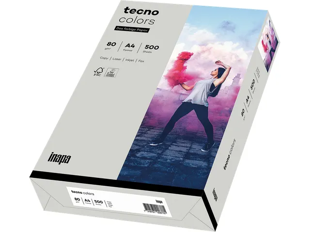 Inapa Tecno colors Gekleurd papier A4 Grijs 80 gram 500vel