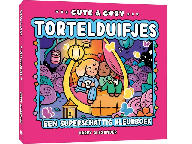 Kleurboek Cute en Cosy Tortelduifjes 64 pagina's