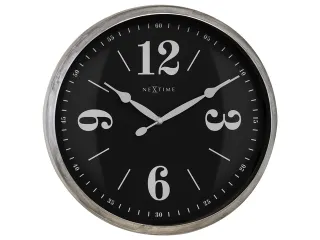 Landelijke wandklok - 39cm - Stille klok - Wit/ ZIlver - NeXtime "Clas - 1
