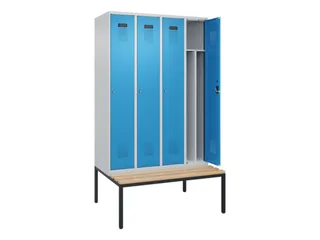 locker met bank,voor scheiding van kleding,HxBxD 2120x1200x815mm,4vak - 1