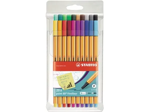 fineliner Point 88 0.4mm etui van 20 stuks in assorti kleuren