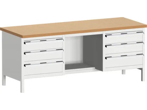 werkbank met opbergruimte,HxBxD 840x2000x750mm,beukenblad