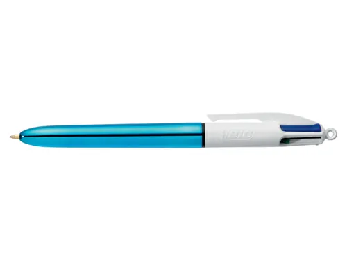 Balpen Bic 4kleuren shine medium zilver