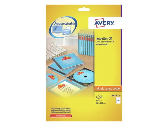 Jaquette CD Avery L7435-25 151x118mm
