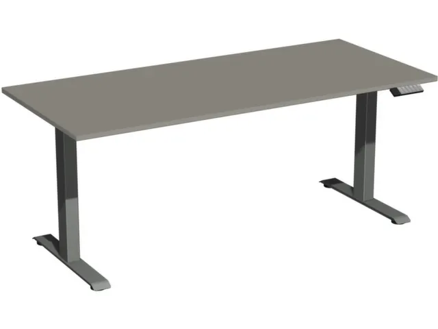 Elektrisch ihv bureau,HxBxD 630-1280x1800x800mm,blad onyxgrijs