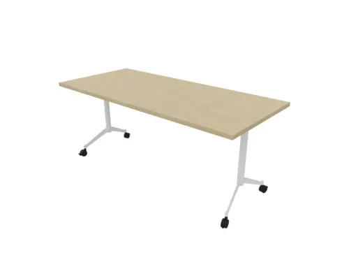 klaptafel,HxBxD 750x1800x800mm,hoekig,T-voet wit,ovale buis,blad eiken