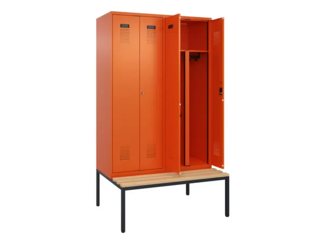 PBM-locker met bank,HxBxD 2120x1200x815mm,4vak,vak B 300mm