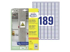 Etiket Avery zelfklevend 25,4x10mm wit permanent 20 vel 189 etiketten
