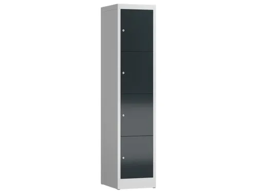 Lockerkast 1800x415x500mm 1x4 vakken cilinderslot, sokkel, RAL7016
