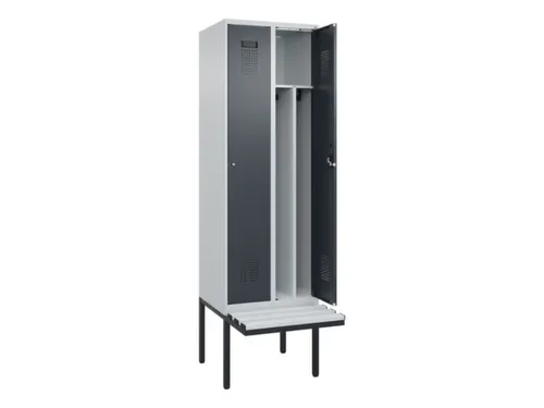 locker met bank,voor scheiding van kleding,HxBxD 2120x600x815mm,2vak