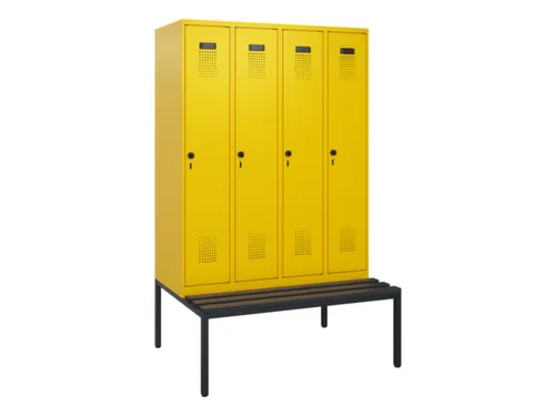 locker met bank,HxBxD 1950x1200x815mm,4vak,vak B 300mm,draaigrendel