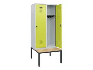 locker met bank,HxBxD 1950x800x815mm,2vak,vak B 400mm,draaigrendel - 1