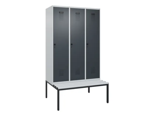 locker met bank,voor scheiding van kleding,HxBxD 2120x1200x815mm,3vak