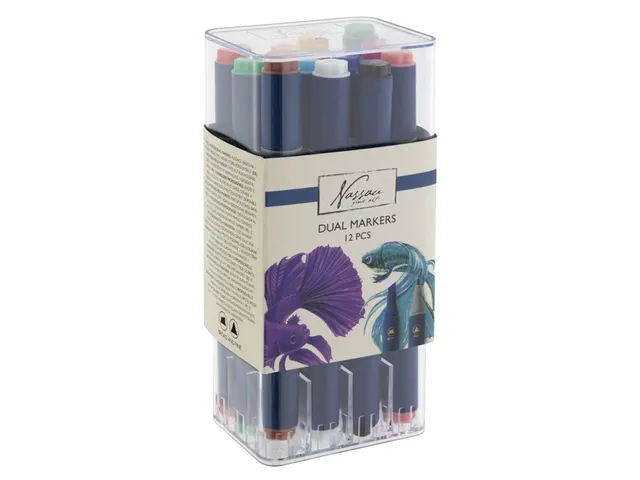 Marqueur à alcool Nassau Arts pointe duo set 12 couleurs