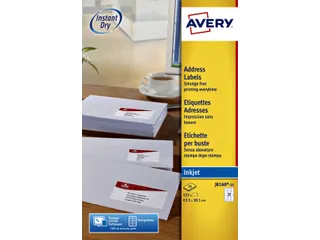 Adresetiket Avery J8160-10 63.5x38.1mm Inkjet Wit 210 Stuks - 2