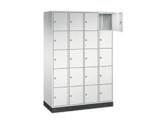 lockerkast,RAL 7035,HxBxD 1950x1220x500mm,4x5vakken,cil.-slot,sokkel