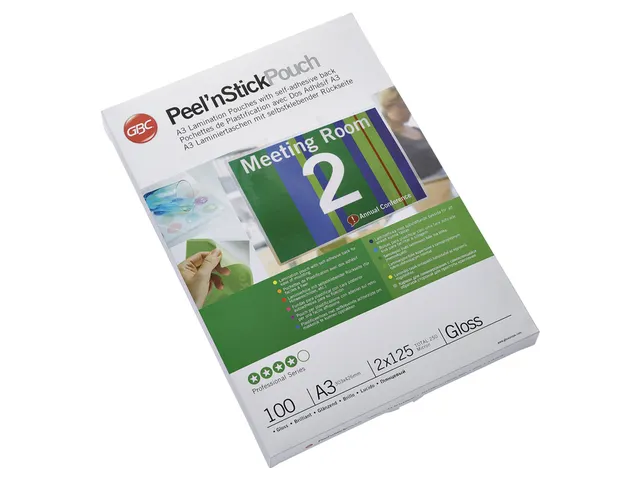 Lamineerhoes GBC A3 zelfklevend 2x125 micron glanzend 100stuks