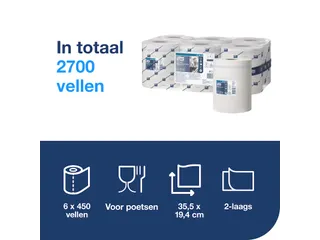 Poetsrol Reflex Plus M4 SmartCore centerfeed 2 laags 150m wit 473472 - 6