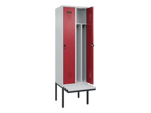 locker met bank,voor scheiding van kleding,HxBxD 2120x600x815mm,2vak