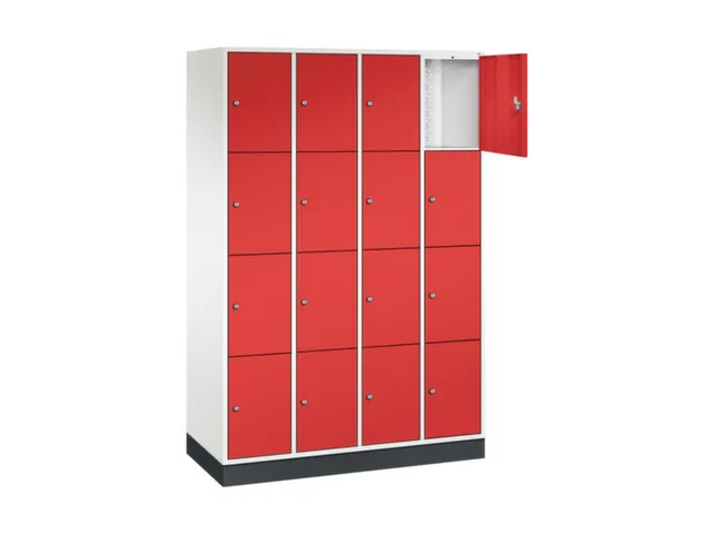 lockerkast,HxBxD 1950x1220x500mm,4x4vakken,cil.-slot,sokkel