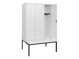 locker met bank,HxBxD 1950x1200x815mm,3vak,vak B 400mm,cil.-slot - 2