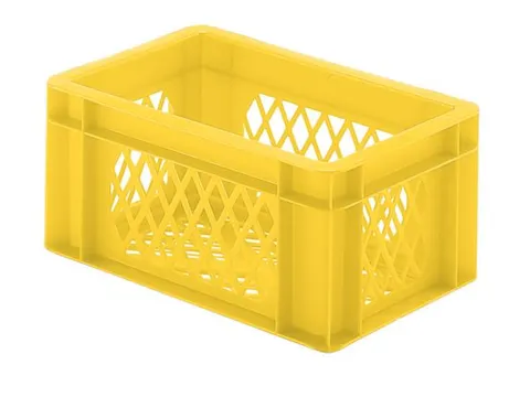 Euronorm-stapelbak 5.5l 145x300x200mm Wanden/bodem Opengewerkt Geel