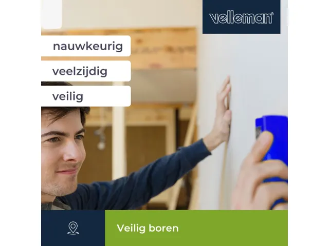 Digitale leidingzoeker detecteert tot 51 mm, metaal/hout/kabels
