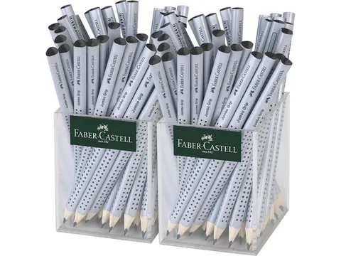 Potlood Faber-Castell Jumbo Grip 2 kokers van 36 stuks zilver