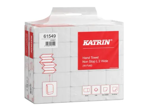Handdoek Katrin 61549 W-vouw 2-laags wit 320x240mm 25x120 stuks