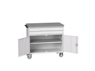 gereedschapswagen 980x800x600mm linoleum 2 laden+kast, RAL7035+RAL7035 - 1