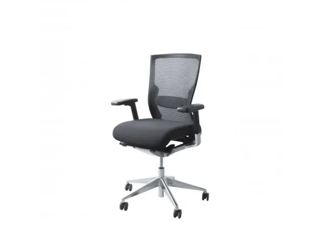 Bureaustoel 105 zitting stof Zwart, rug Mesh, Aluminium voetkruis