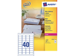 Etiket Avery L7654-100 45.7x25.4mm wit 4000 stuks - 2