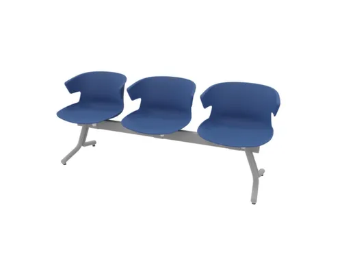 Wachtkamerbank 3Zittingen Kunststof Kuipen Blauw Frame Antraciet