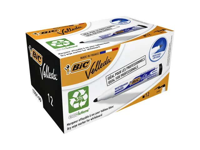 Marqueur tableau blanc BIC Velleda 1701 ogive Large noir